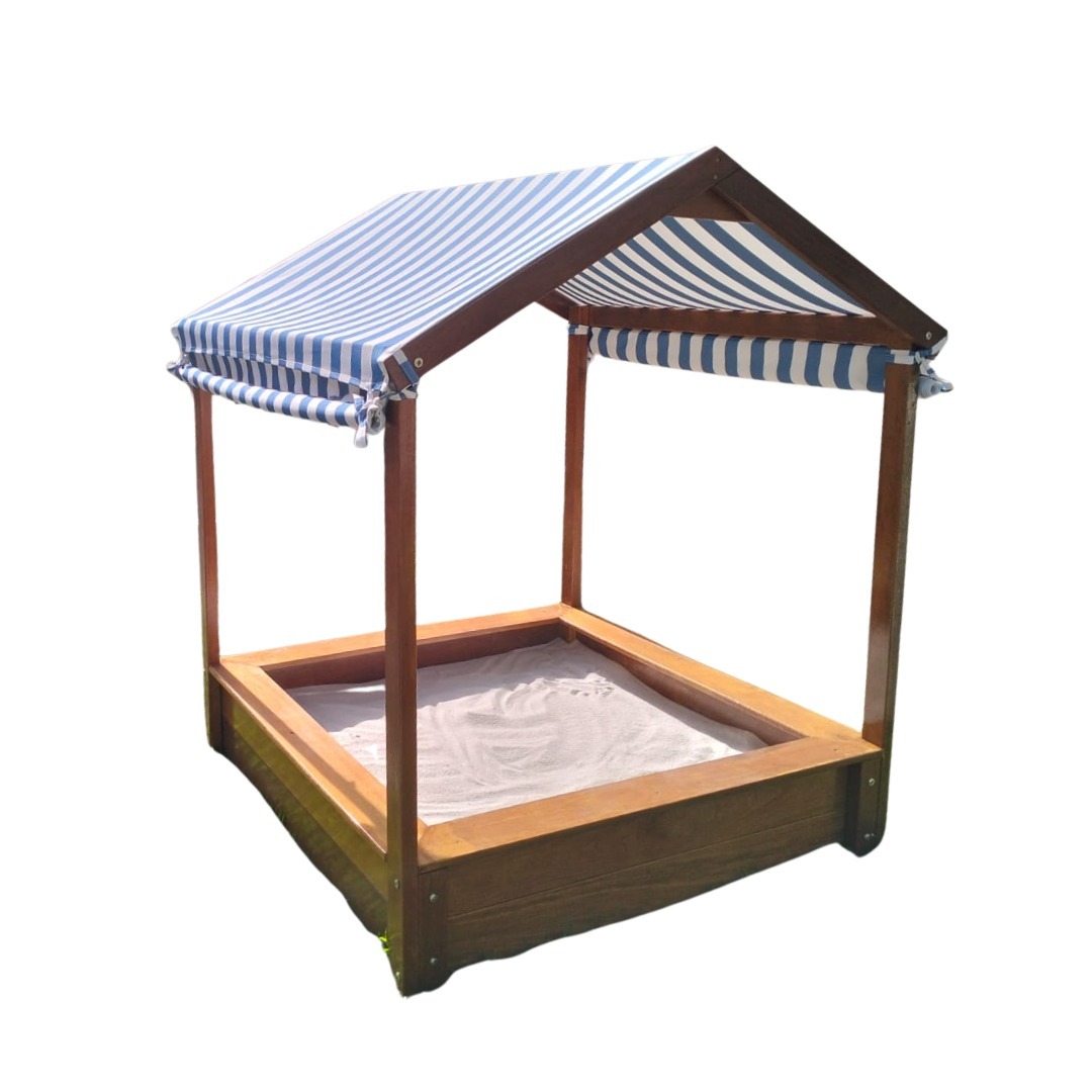 Wooden Sandbox with Canopy Roof (Blue-white)