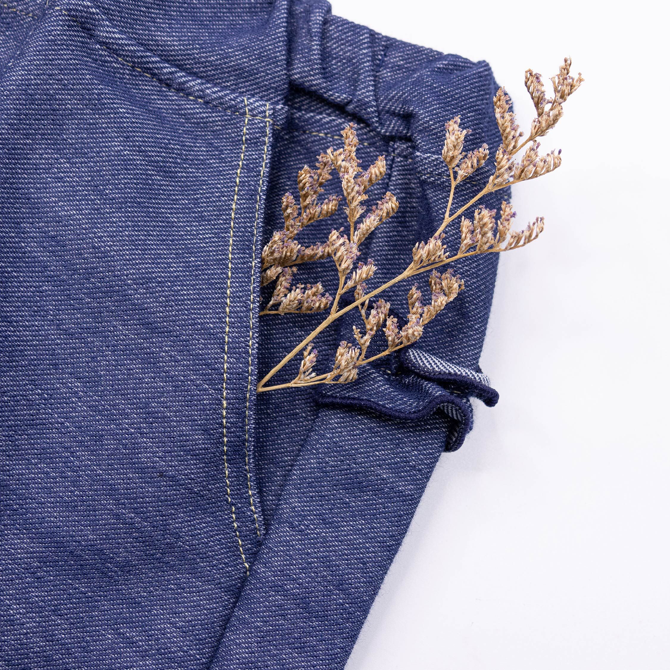 波紳士【12563】花朵兔兔刺繡荷葉拼接縮口褲