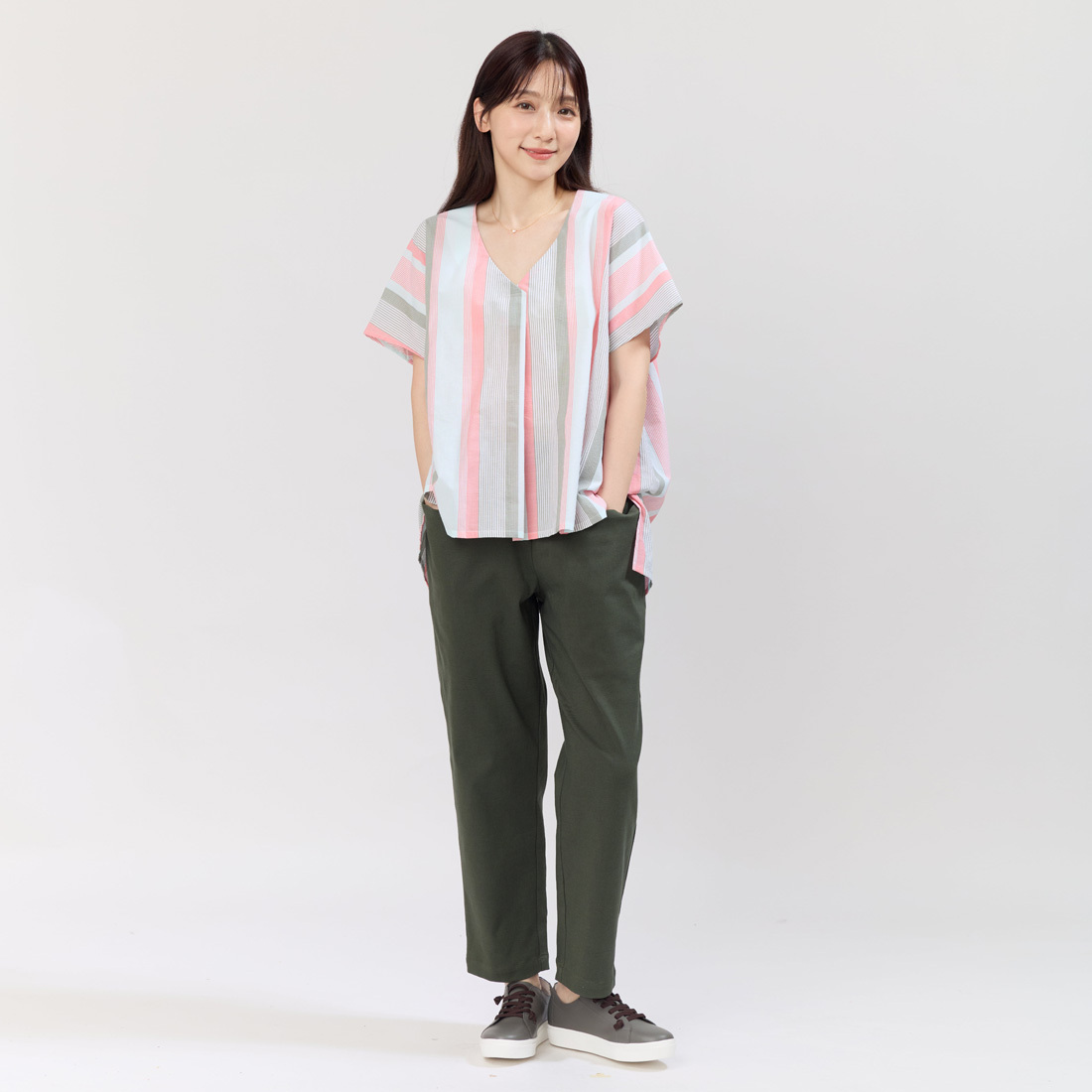 Brad棉質大口袋日常長褲/橄綠