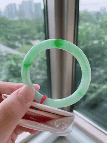 7245841 51.5mm冰飄綠圓條翡翠手鐲 (50-52)