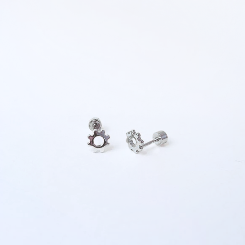 3色 純銀 簍空齒輪花朵造型鎖珠式耳環(單支價)