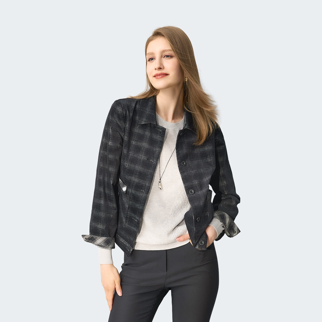 羊絨混紡細緻斜織針織上衣