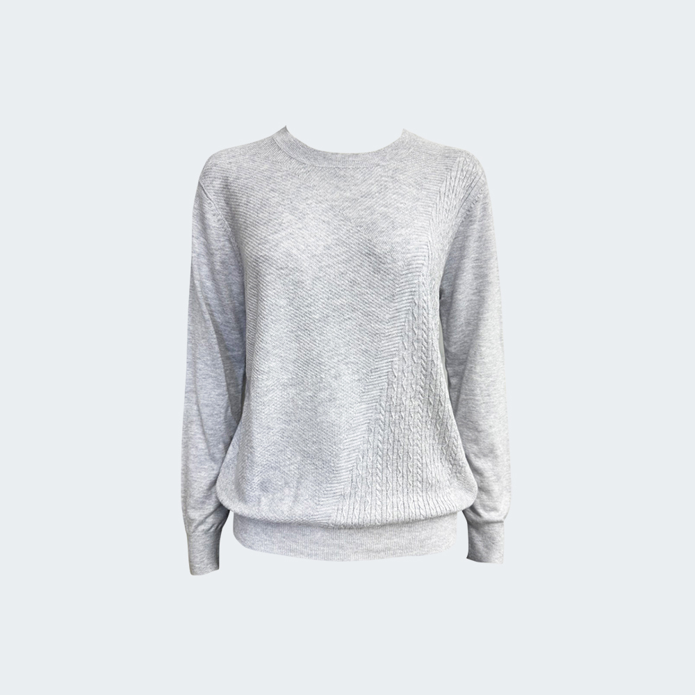 羊絨混紡細緻斜織針織上衣