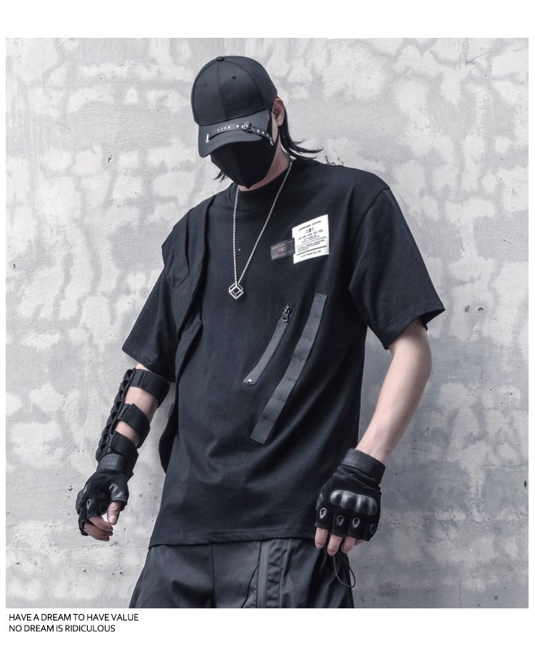 𝙏𝙀𝘾𝙃𝙒𝙀𝘼𝙍 暗黑機能織帶拼接工裝短袖