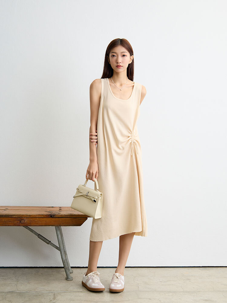 OH!HER 設計感抽繩天絲洋裝