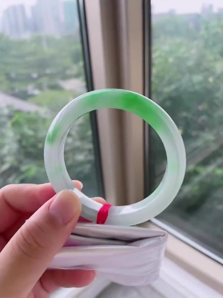 冰飄綠正圈翡翠手鐲,天然翡翠A玉, 緬甸玉, Jade, Jadeite