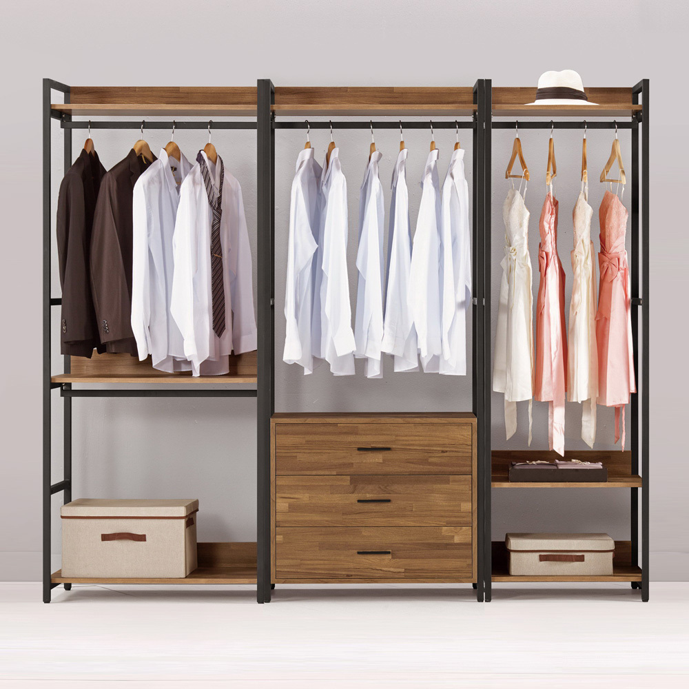 諾德7.3尺開放式組合衣櫃(雙吊+三抽+單吊)