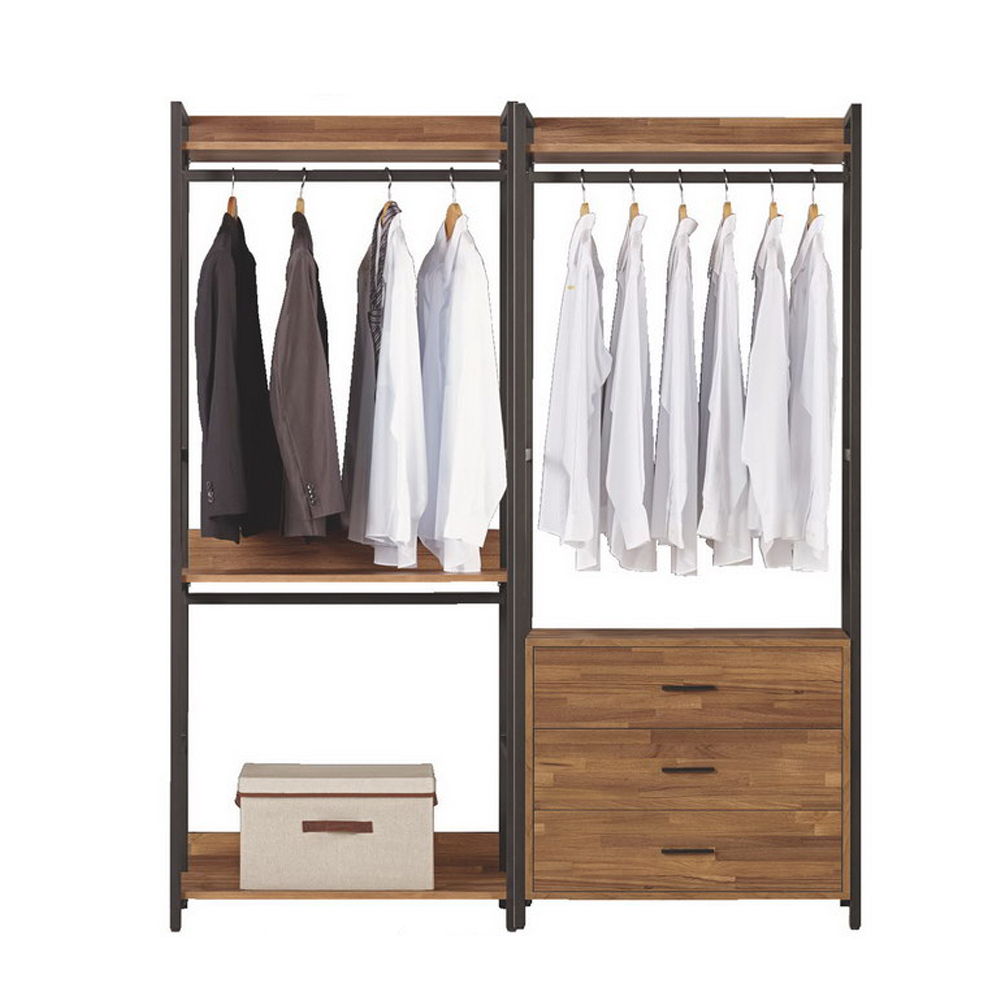 諾德5.3尺開放式組合衣櫃(雙吊+三抽)