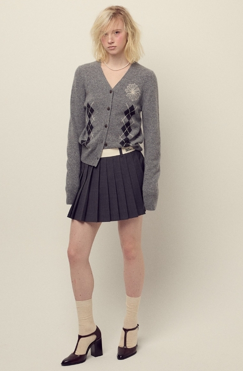 【韓國預購】MARDI KR090212 CASHMERE BLENDED ARGYLE V領冷衫外套