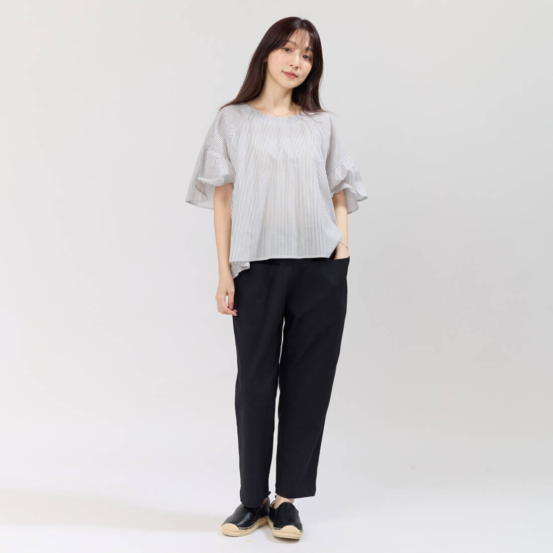 Brad棉質大口袋日常長褲/ 黑色