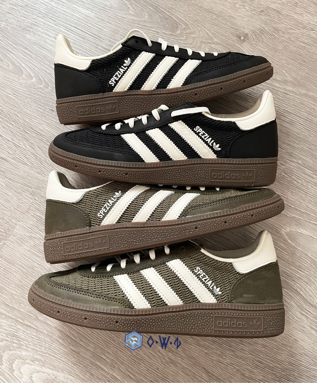 【OWN】Adidas Handball Spezial Korea 德訓鞋 韓國限定 手球鞋 編織 亞麻 休閒 復古 球鞋 不分男女 黑色 橄欖綠