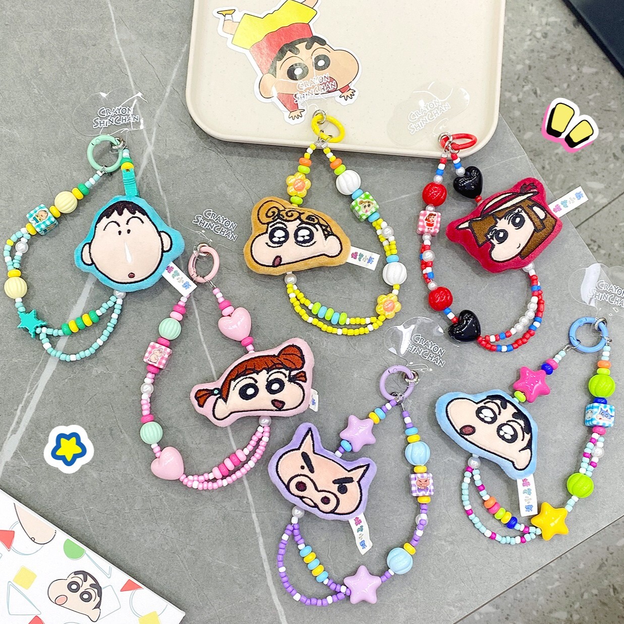 正版蠟筆小新毛絨大頭手機掛繩