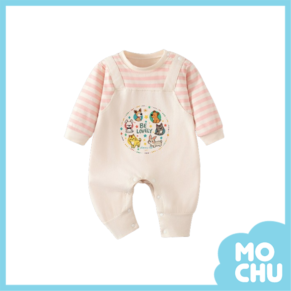 彩圈動物長袖連身衣