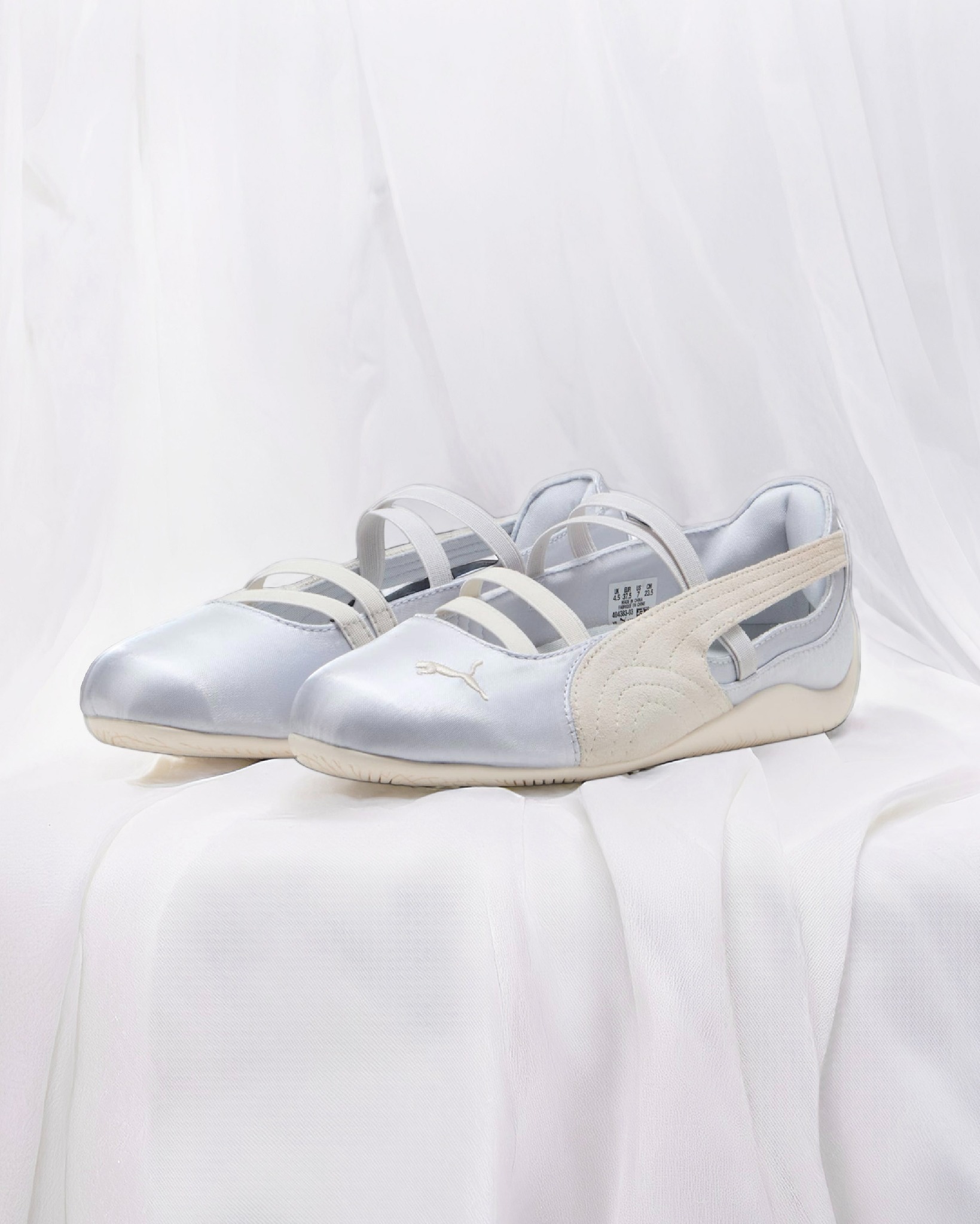 女鞋 PUMA SPEEDCAT BALLET SD WNS 緞面銀 芭蕾風 緞面 麂皮 賽車鞋 瑪莉珍鞋 芭蕾舞鞋【404383-03】ROSEBAL