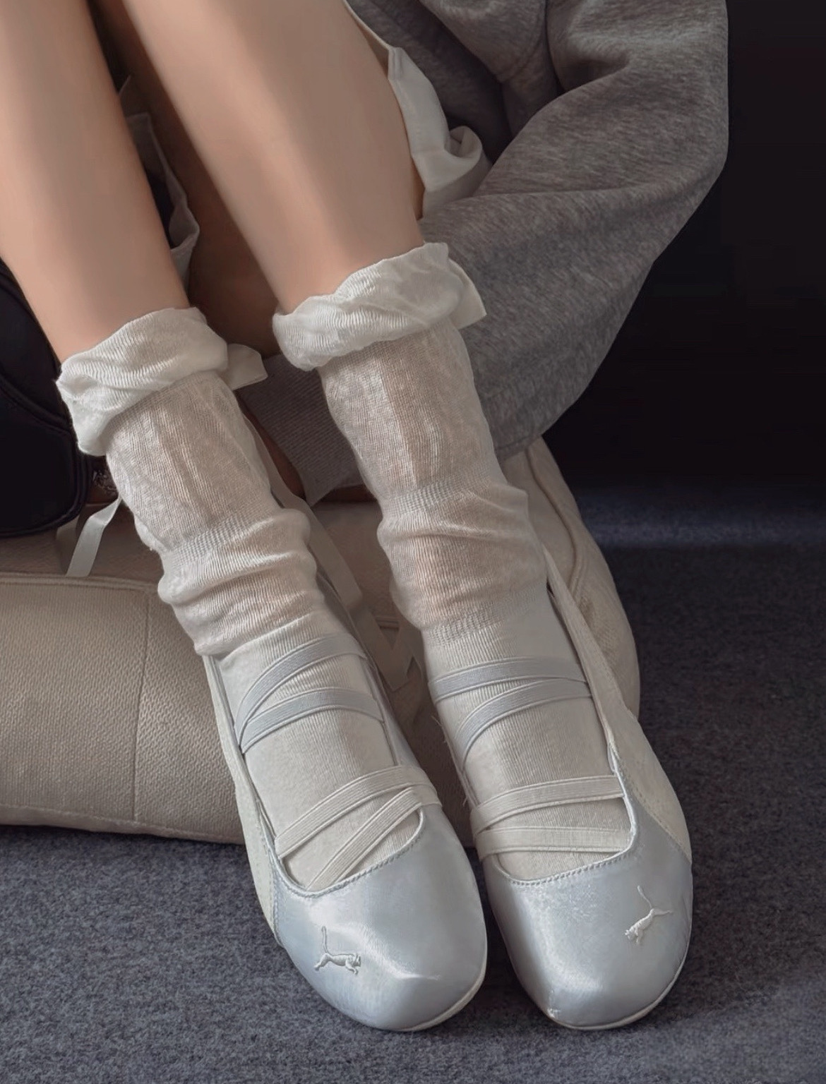 女鞋 PUMA SPEEDCAT BALLET SD WNS 緞面銀 芭蕾風 緞面 麂皮 賽車鞋 瑪莉珍鞋 芭蕾舞鞋【404383-03】ROSEBAL