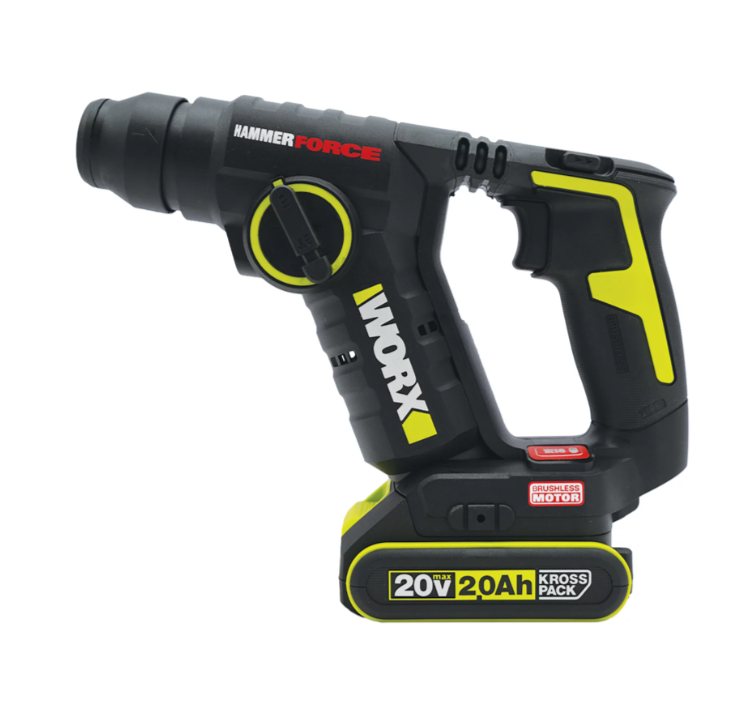 "WORX" 充電式兩用電錘(無碳刷)(鋰20V)(2.0Ah+4.0Ah電池)-[WU380S.5]