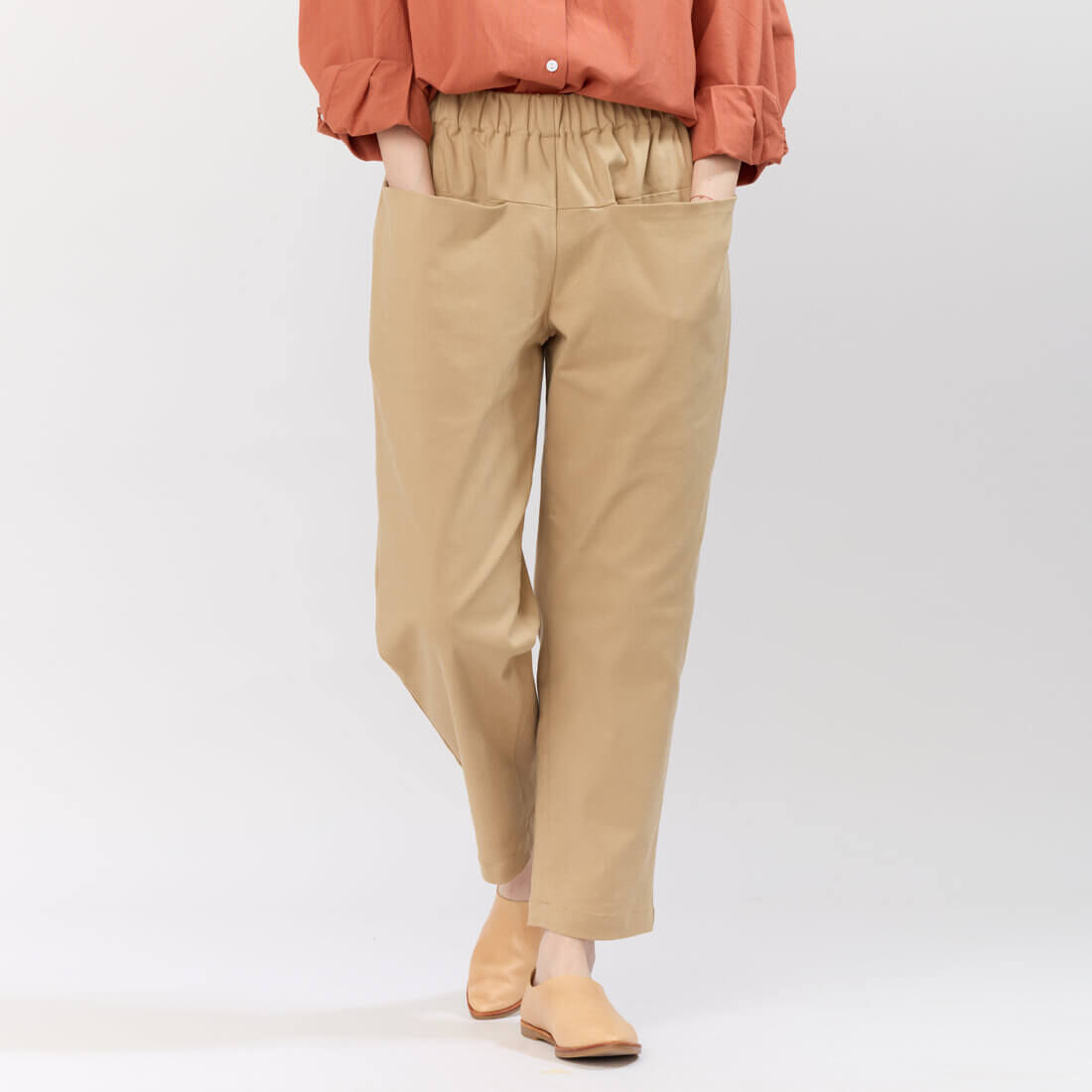 Brad棉質大口袋日常長褲/ 卡其