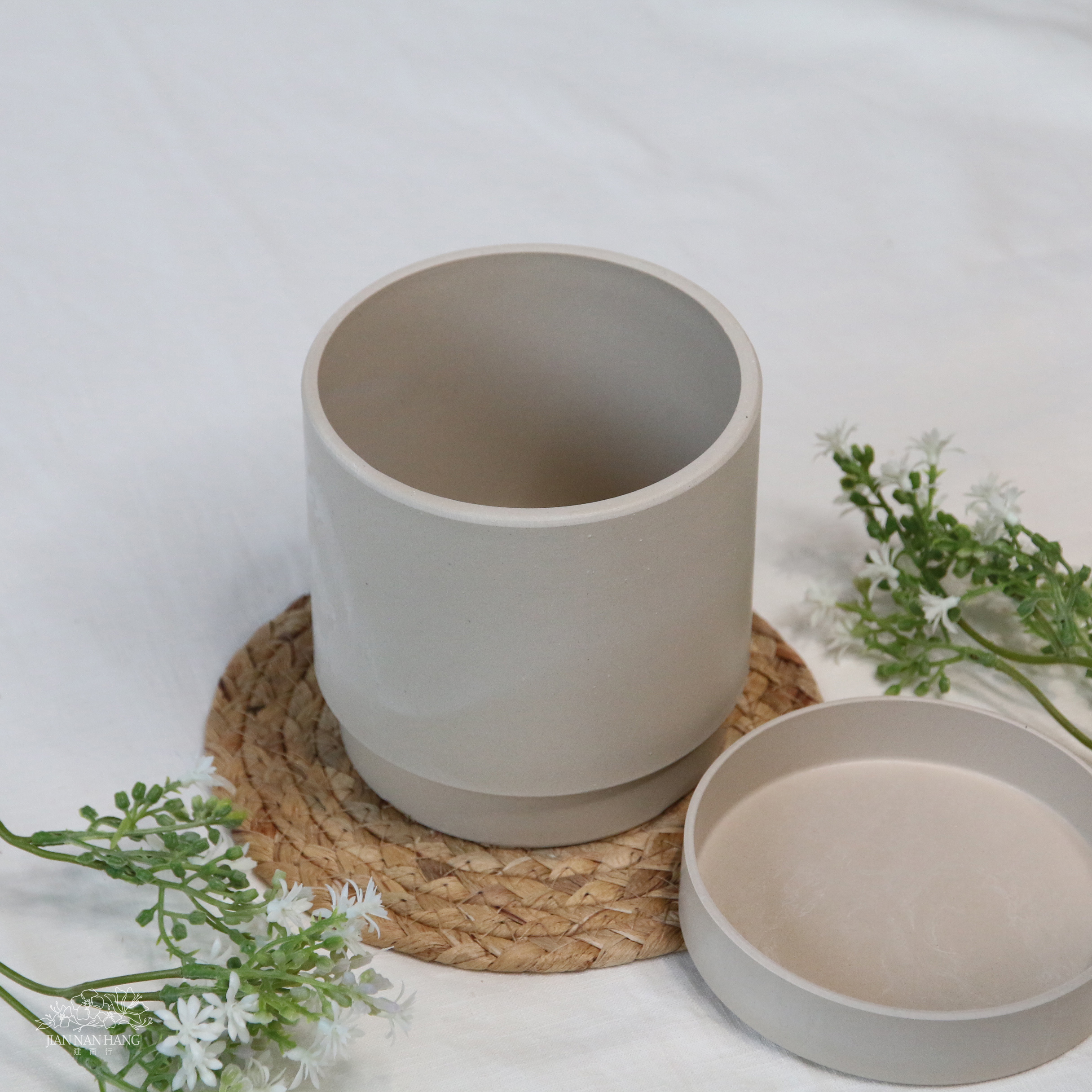 塑酯花器 刷色圓筒  4色