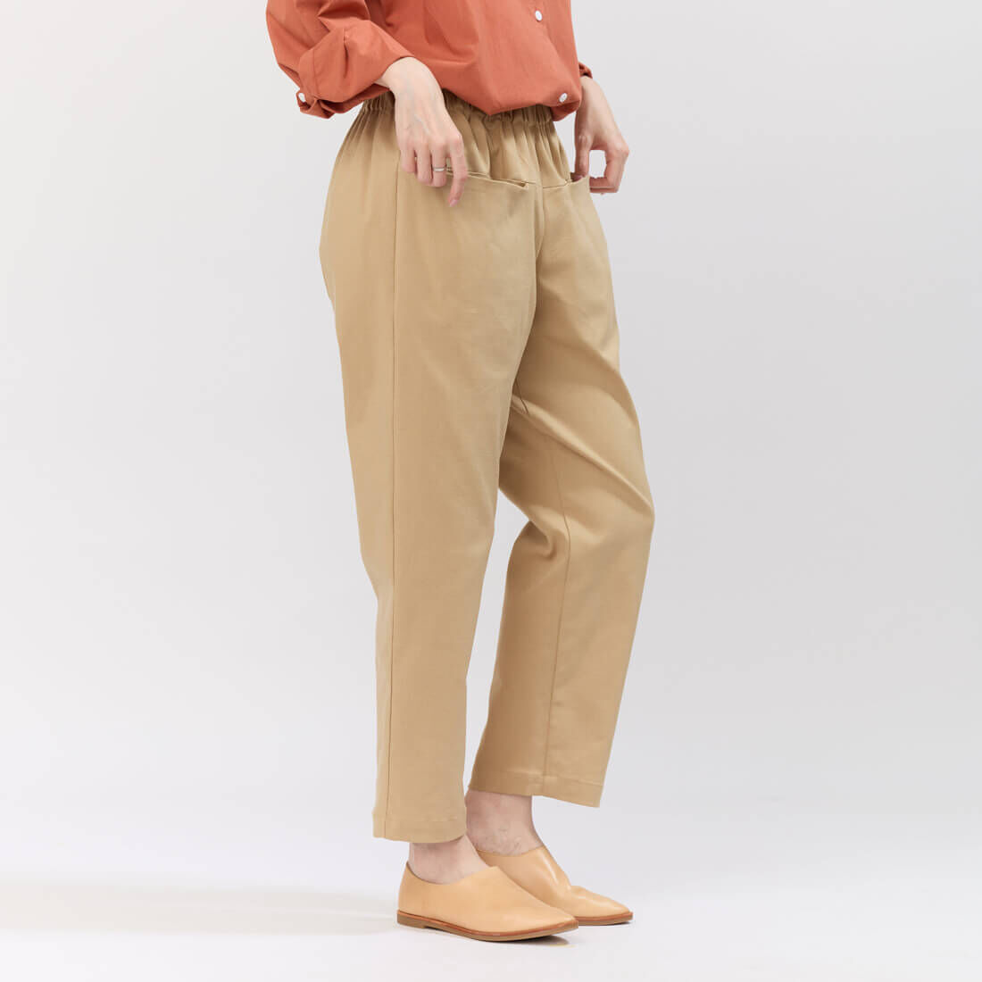 Brad棉質大口袋日常長褲/ 卡其