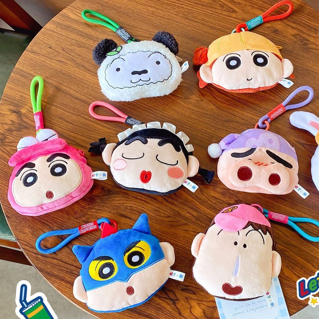 蠟筆小新大頭毛絨零錢包吊飾