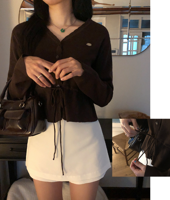 早秋預訂｜寬鬆V領蝴蝶結針織開襟衫