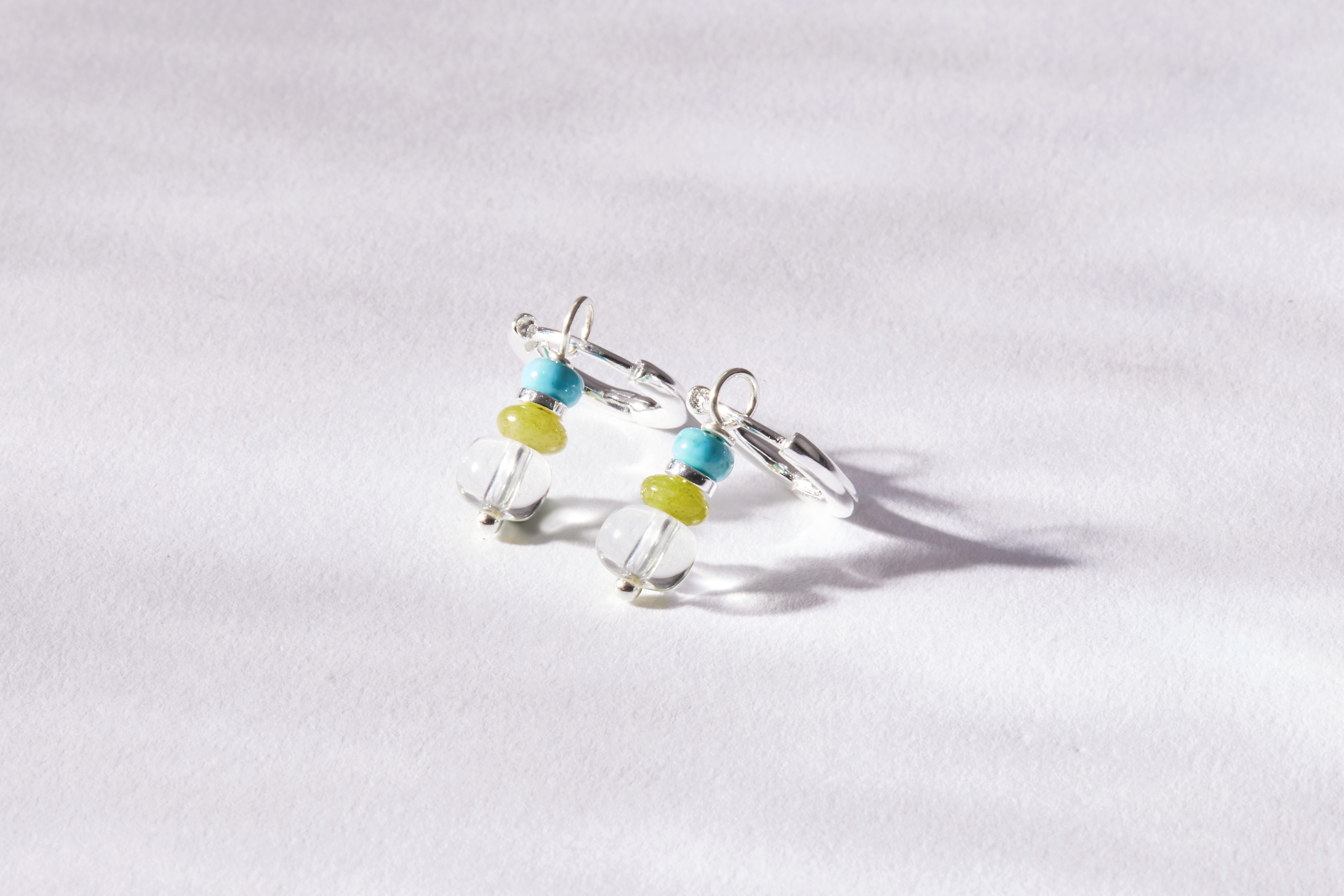 純銀水晶壓扣耳環