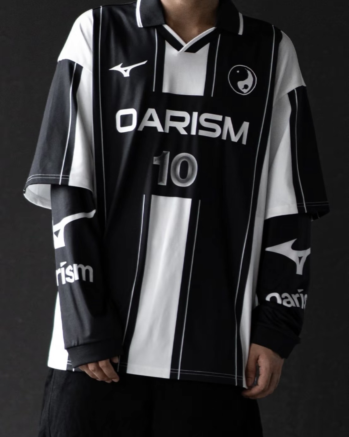 【預購】OARISM x MIZUNO 復古長袖衫 黑白 K2CC53Y1