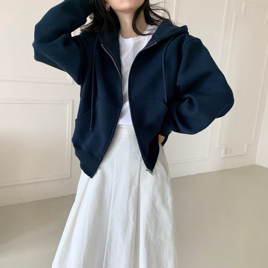 韓系 質感連帽拉鍊外套