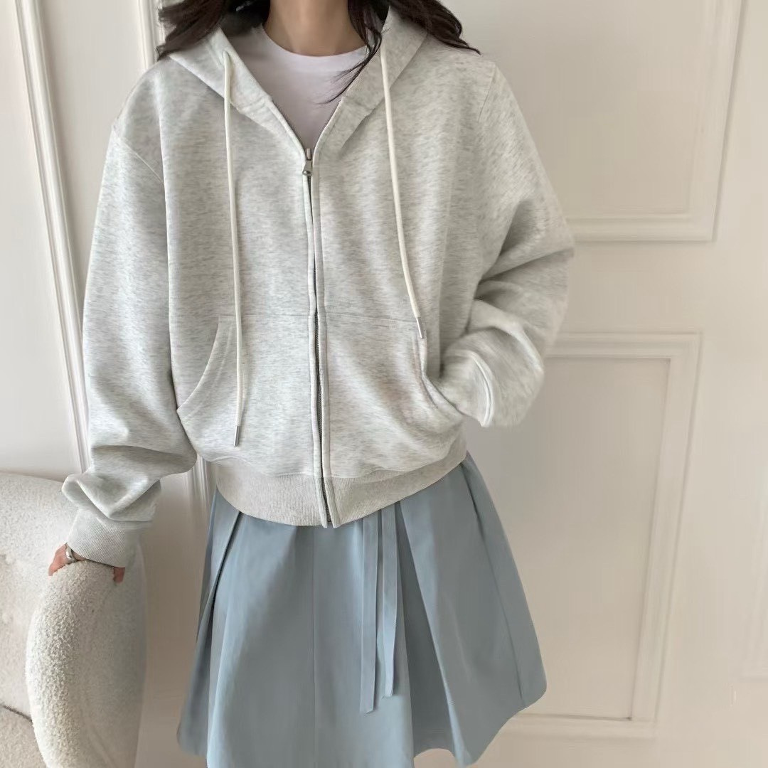 韓系 質感連帽拉鍊外套