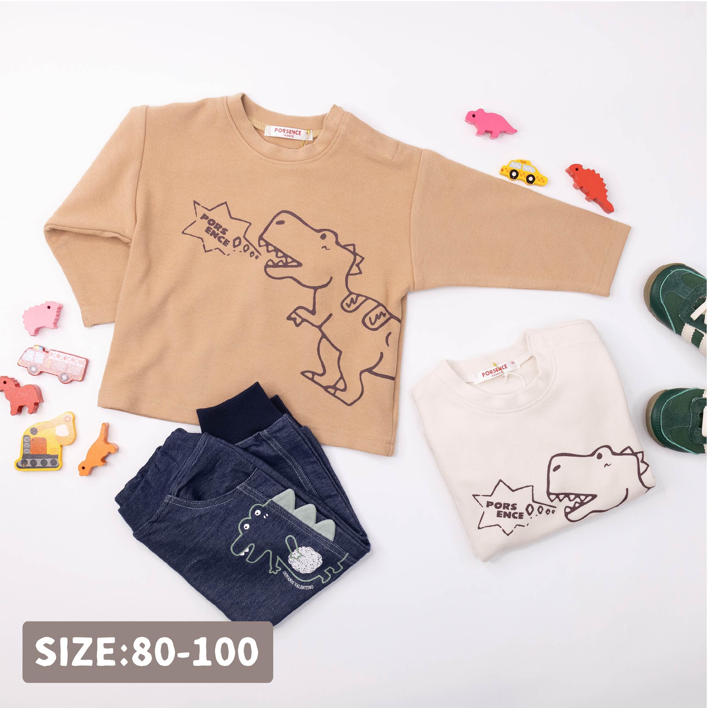 波紳士【12536】恐龍超聲波舒適圓領上衣＊二色