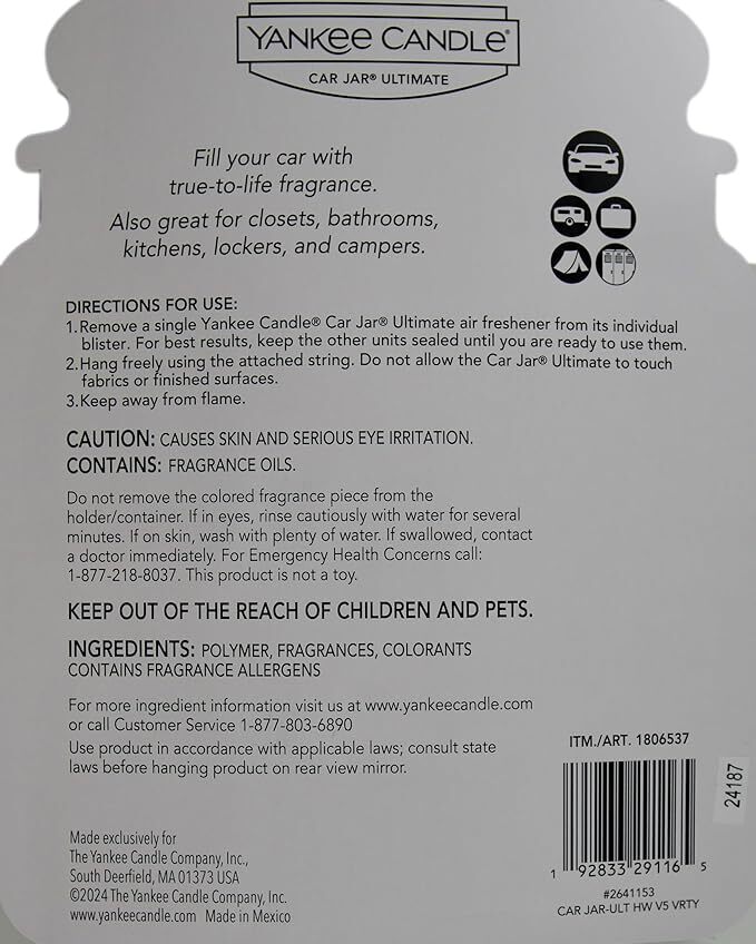 [S] YANKEE CANDLE CAR JAR ULTIMATE MULTIPACK , 5 AIR FRESHENERS, 192833291165 (SZZ688)