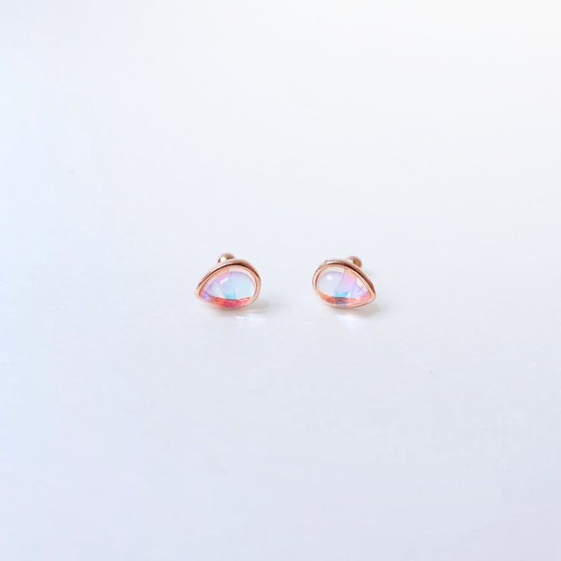 純銀 立體琉璃水滴造型鎖珠式耳環 2色(單支價)