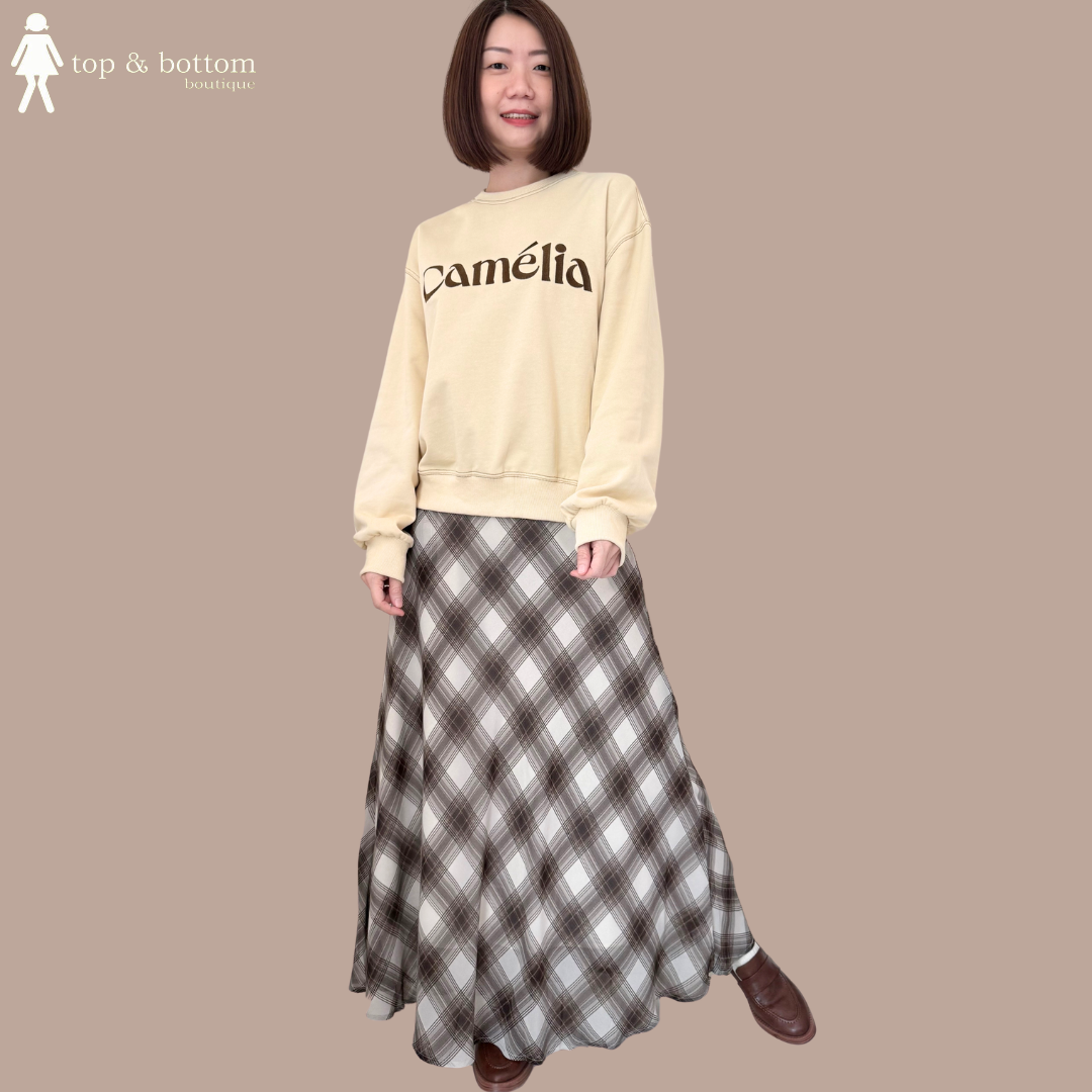 CHIFFON CHECKED MIDI SKIRT