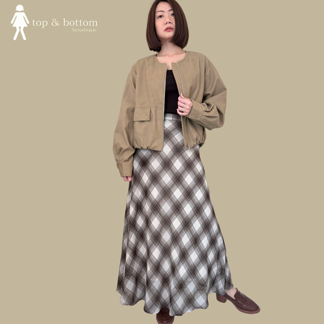 CHIFFON CHECKED MIDI SKIRT