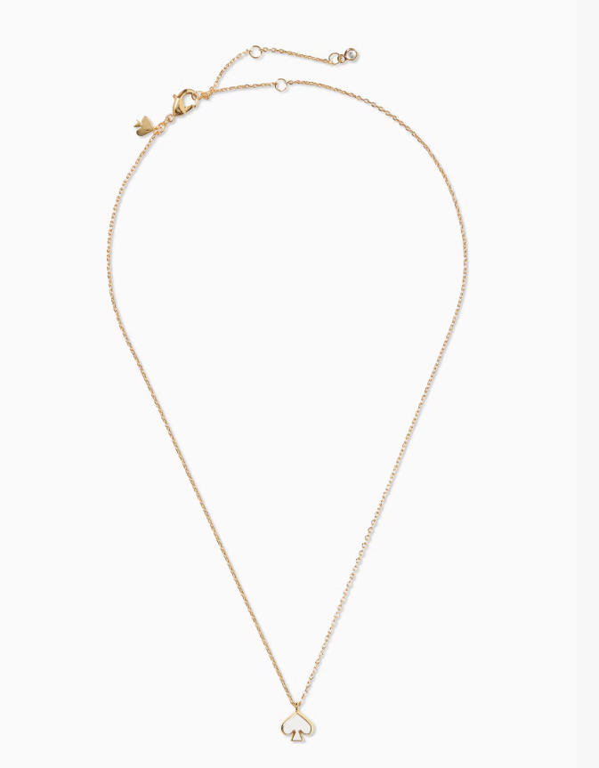 [S] KATE SPADE WHITE O0RU3073 EVERYDAY SPADE NECKLACE, 767883550595 (SKS1658)