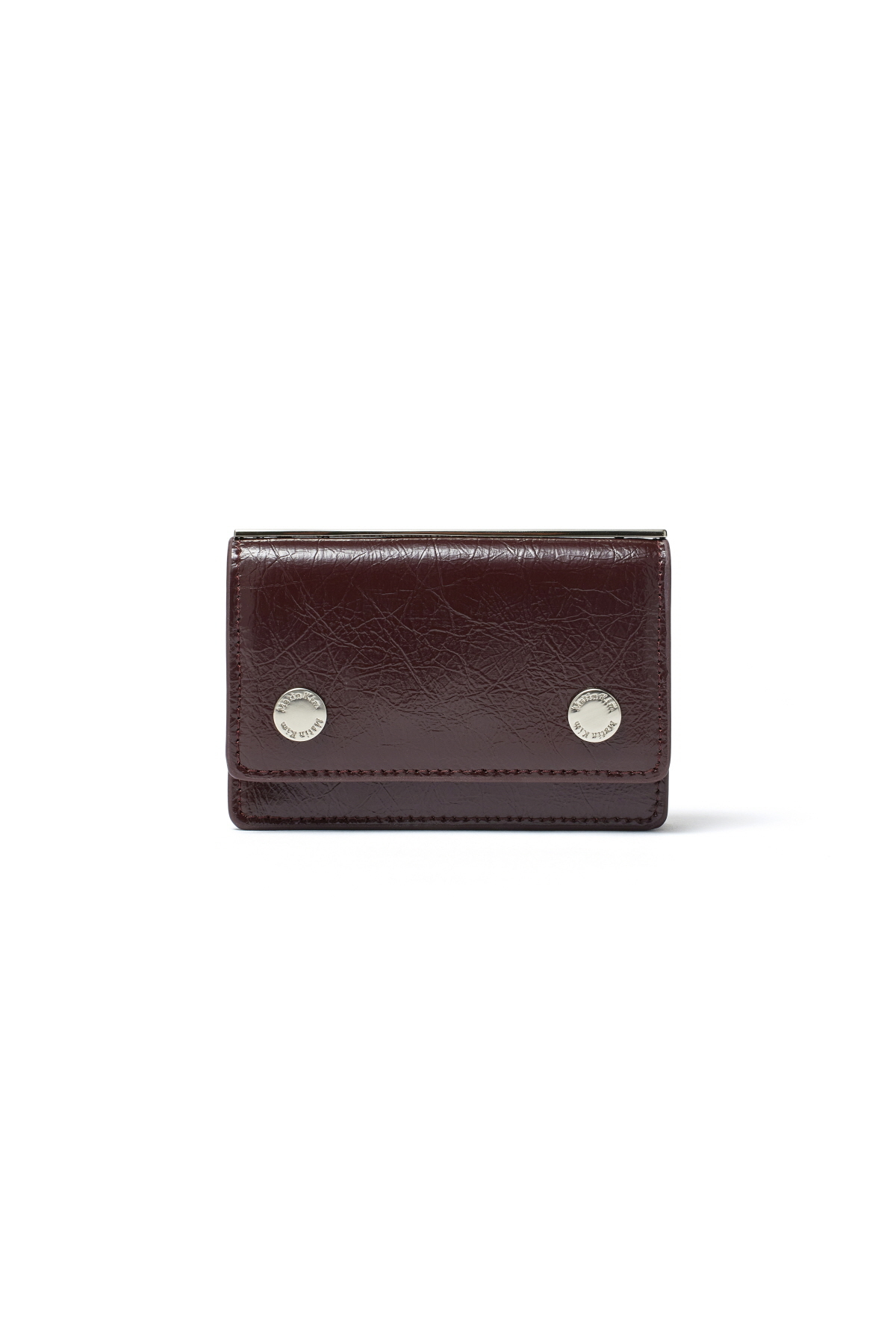 金屬扣風琴皮夾 酒紅