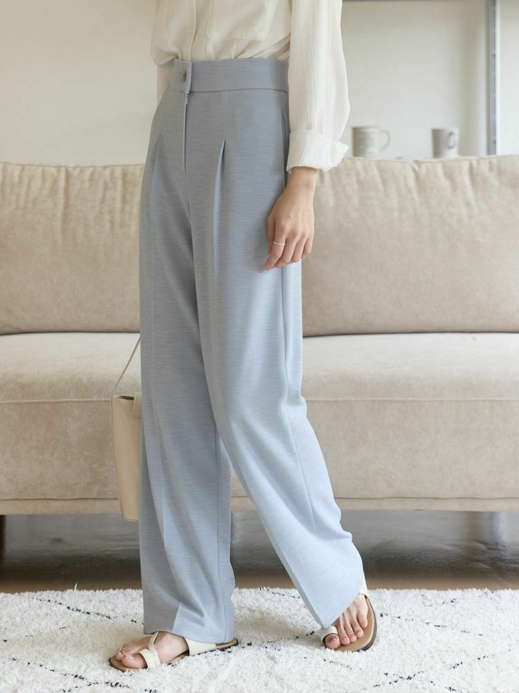 高腰全彈性落地薄西裝褲