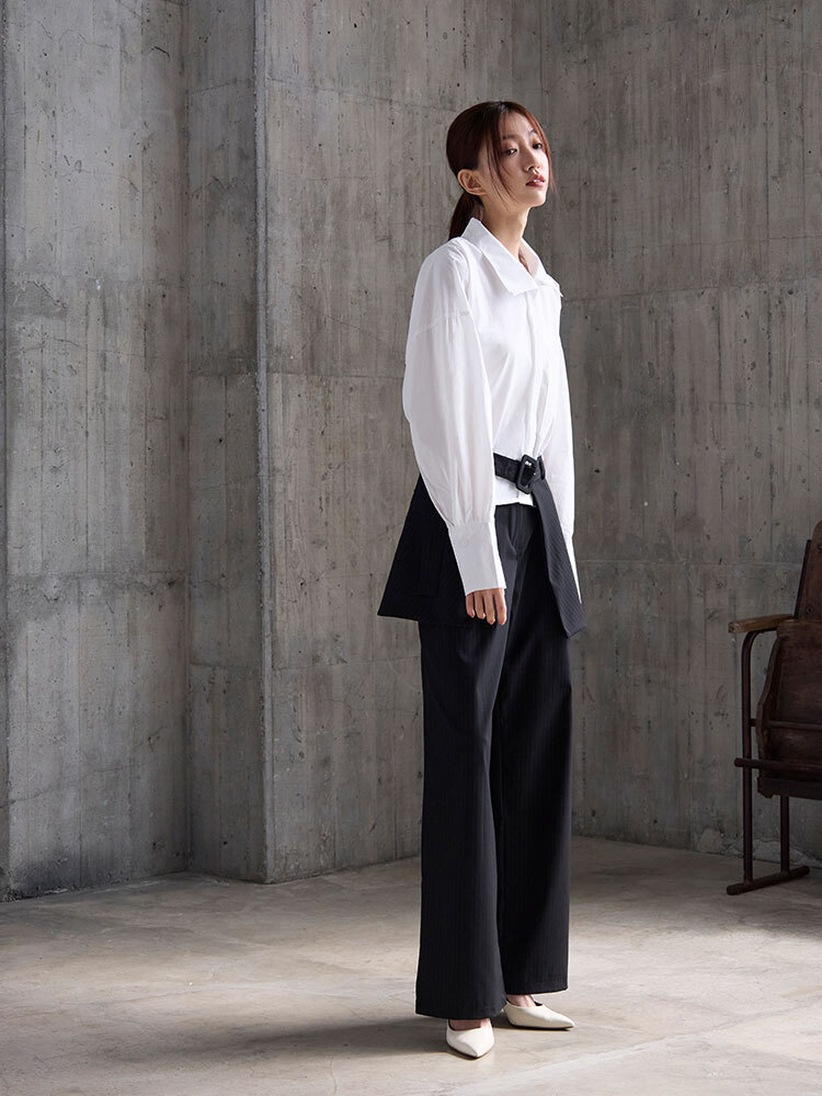 OH!HER 簡約翻領大口袋短版襯衫