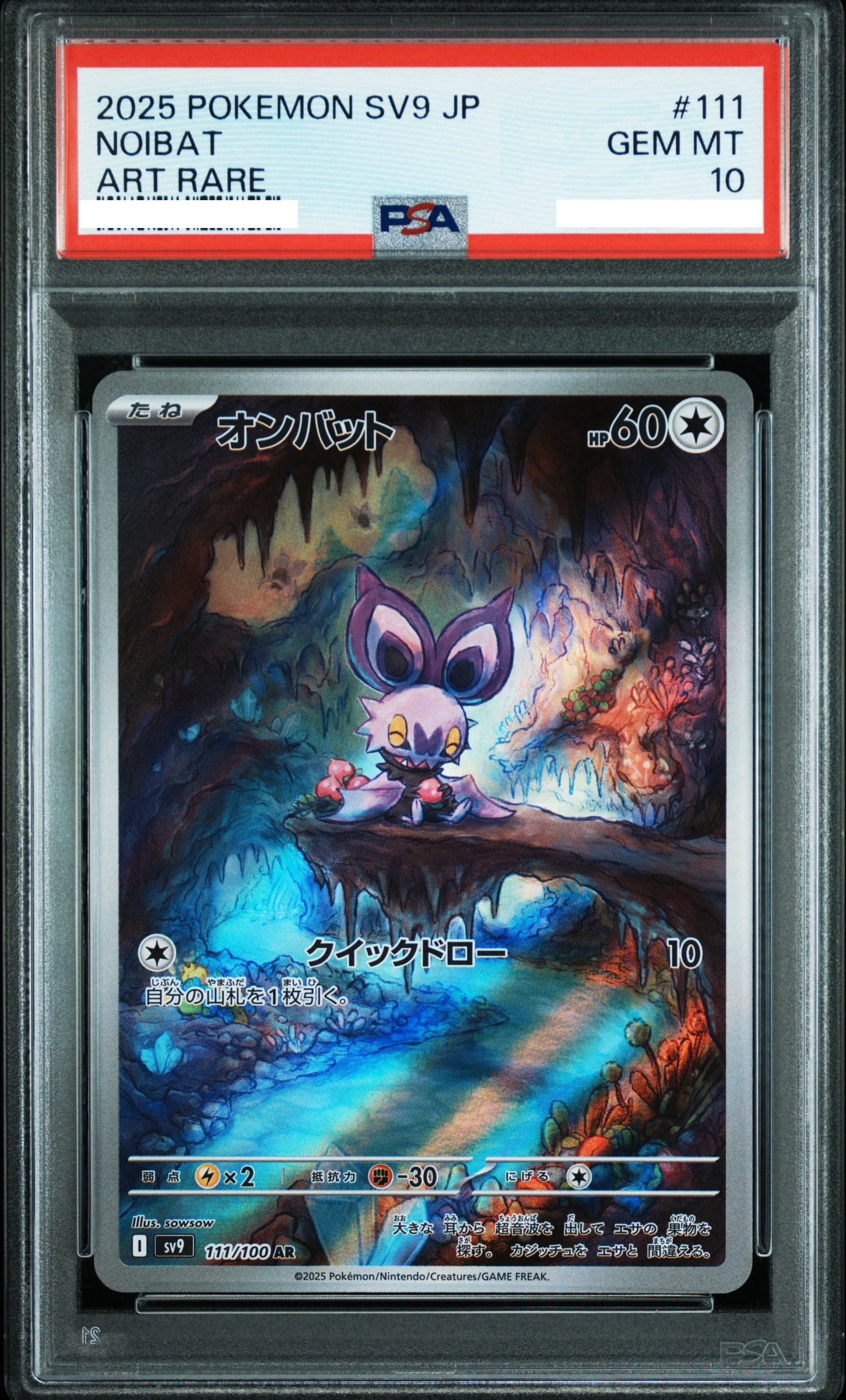 2025 POKEMON JAPANESE SV9-BATTLE PARTNERS #111 NOIBAT ART RARE 【PSA10】嗡蝠
