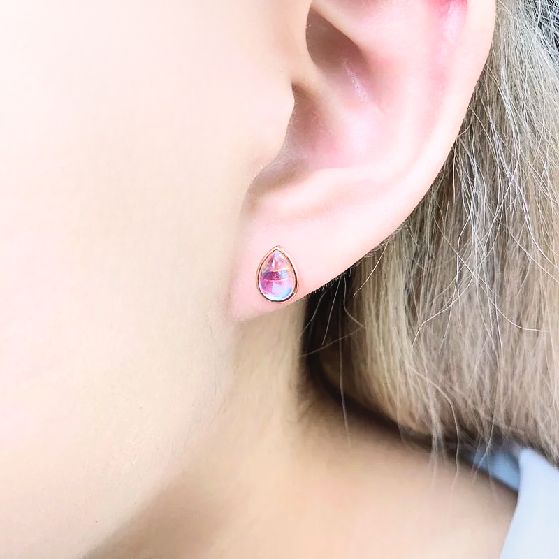 純銀 立體琉璃水滴造型鎖珠式耳環 2色(單支價)