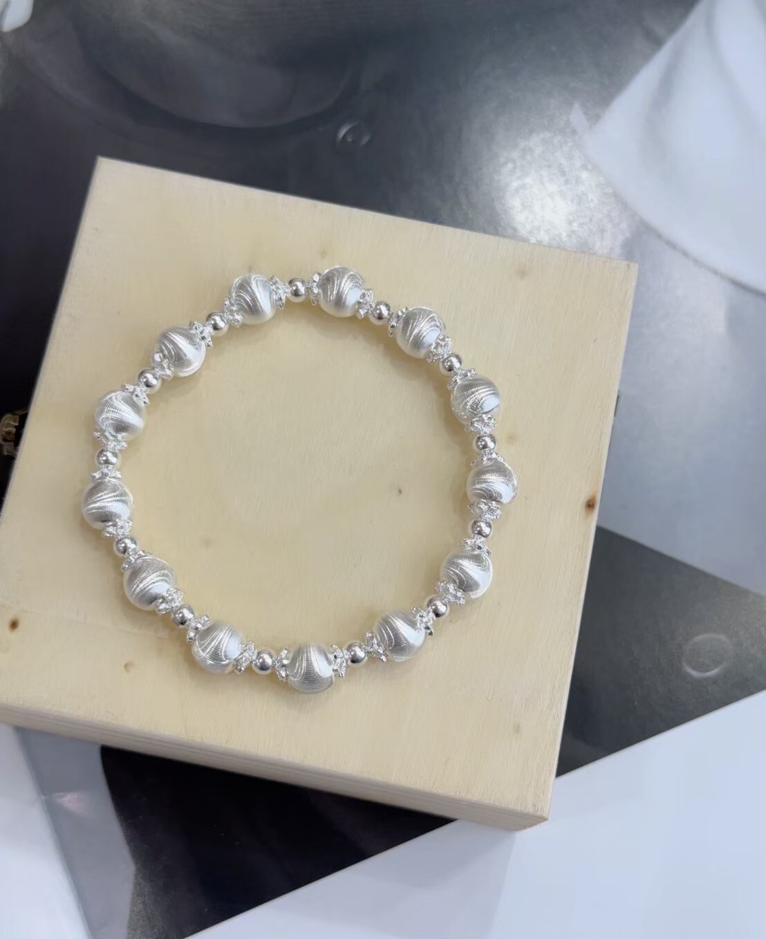 貓眼珠純銀手鍊