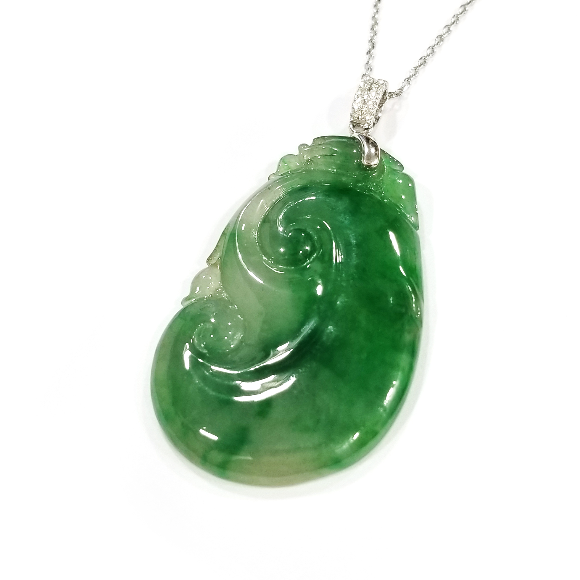 翡翠如意天然鑽石吊墜