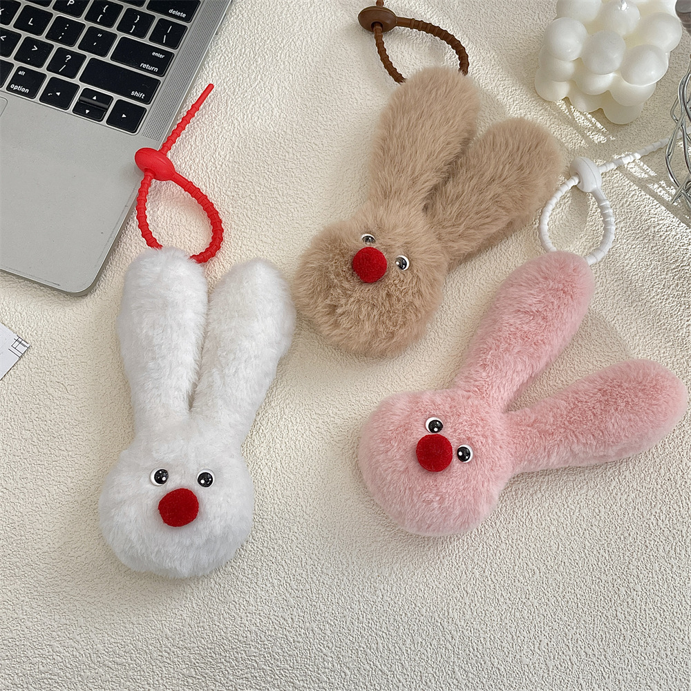 《6223》大紅鼻毛絨兔兔吊飾