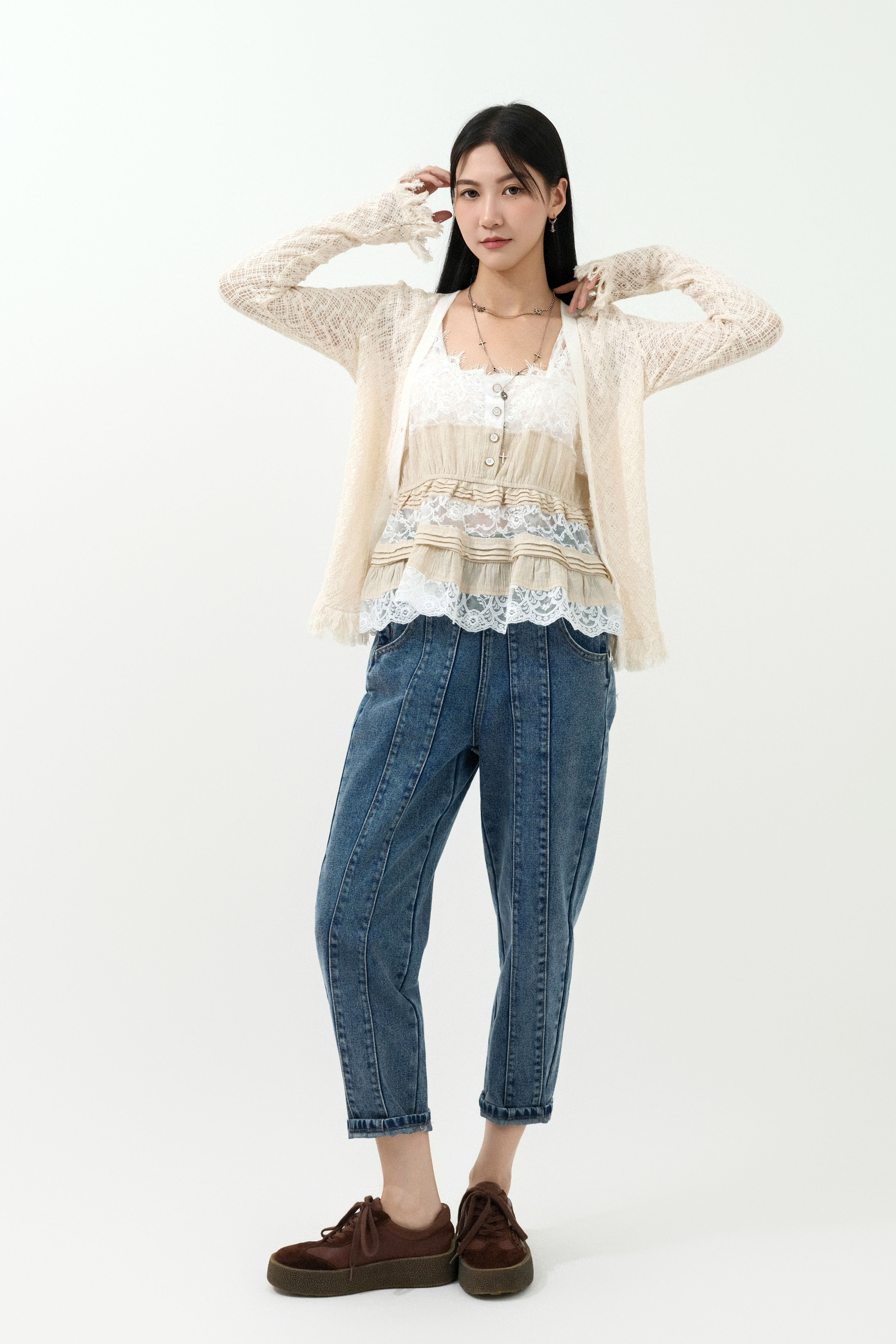 蘇蘇邊彈性網格cardigan（現貨款式）