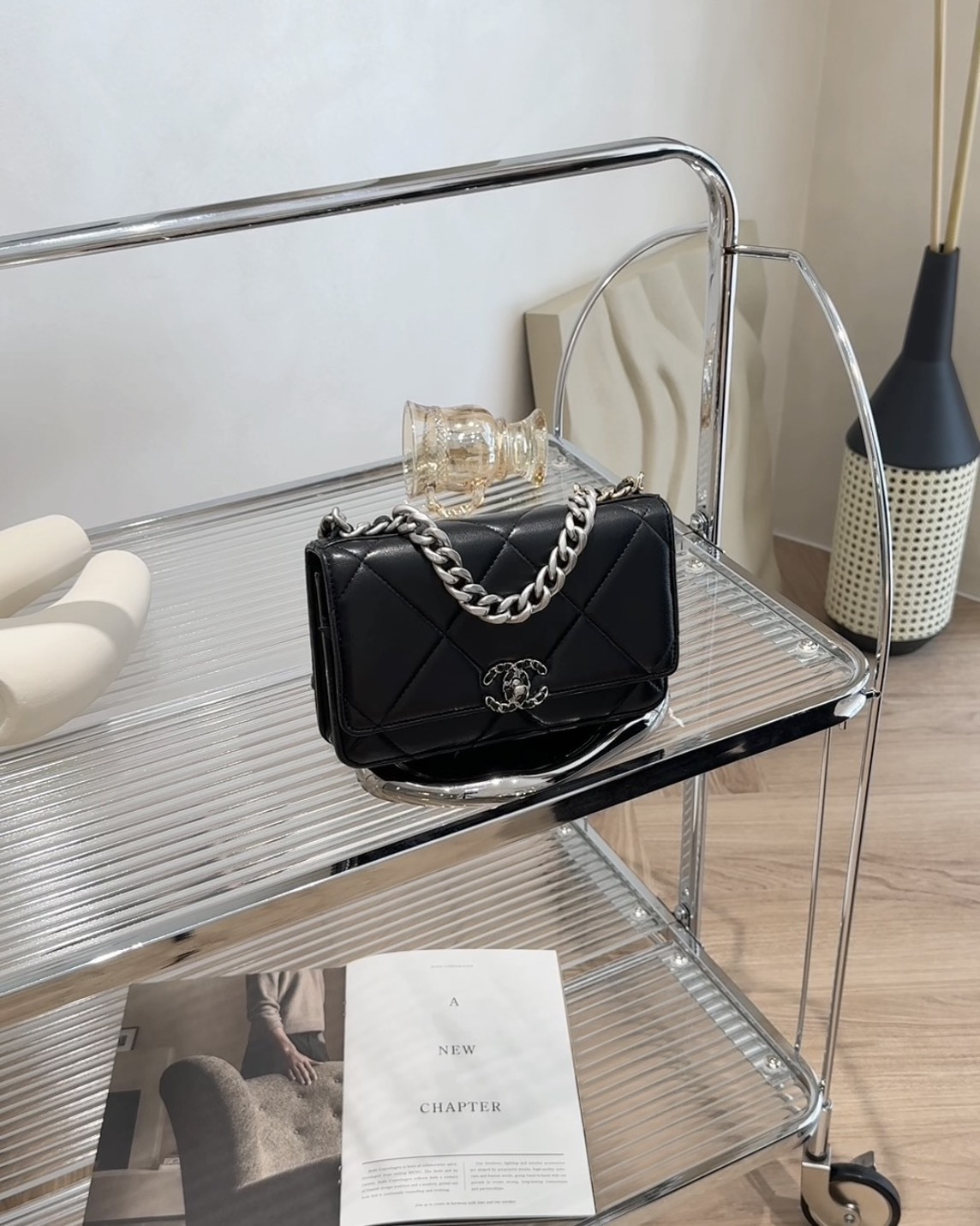 CHANEL｜19WOC黑銀 旋轉扣 新款