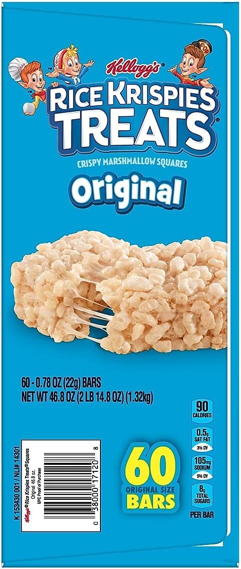 [S] KELLOGG'S RICE KRISPIES TREATS, 60 BARS, 038000171208 (SZZ680)