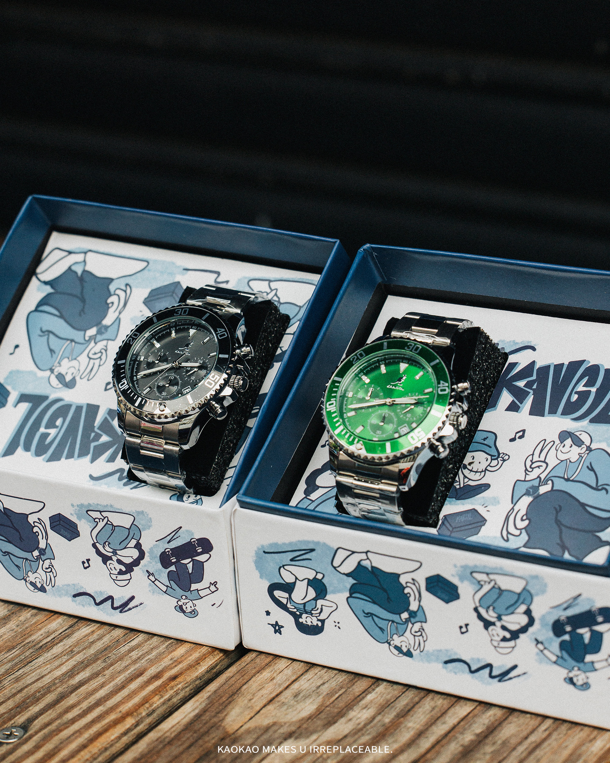 KANGOL 手錶 金屬錶帶 石英機芯 高級 黑水鬼 綠水鬼【NK825】