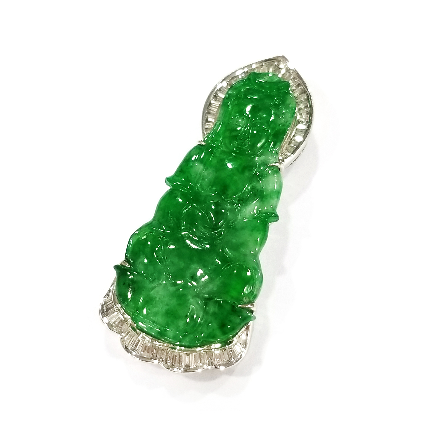 翡翠觀音天然鑽石吊墜