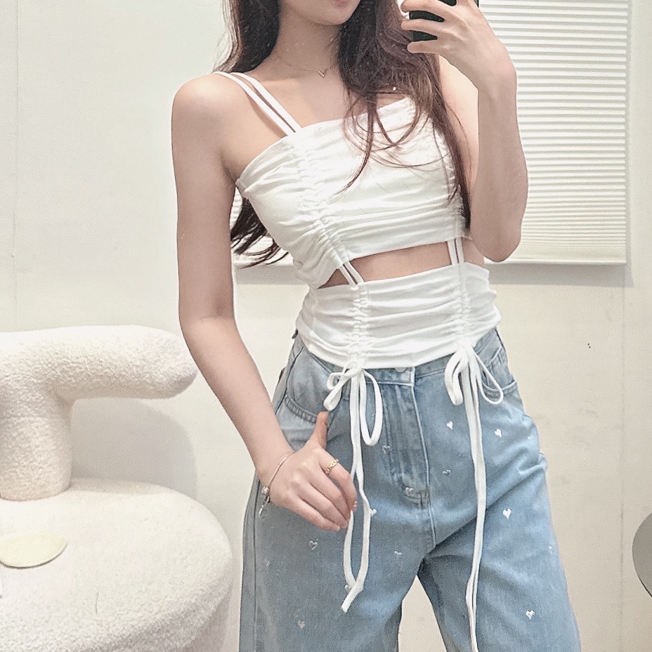 抓皺抽繩簍空BRATOP/三色