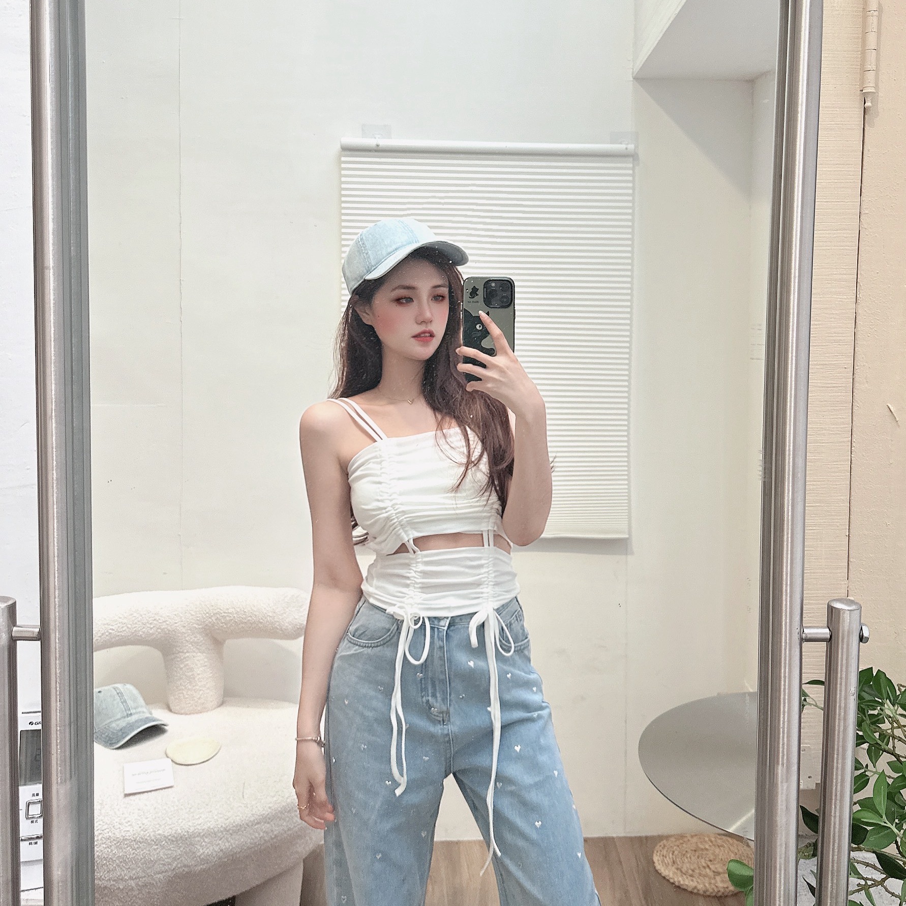 抓皺抽繩簍空BRATOP/三色